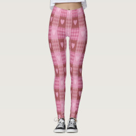 Leggings Valentine Hearts Plaid