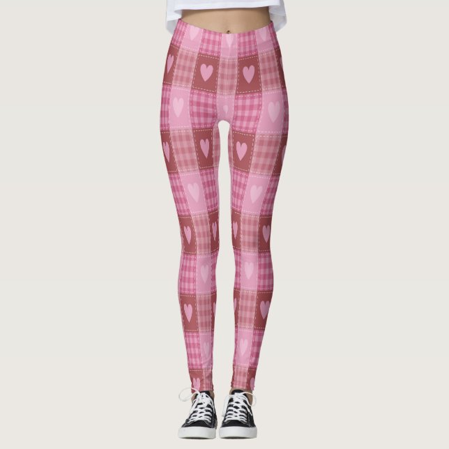 Leggings Valentine Hearts Plaid (Anverso)