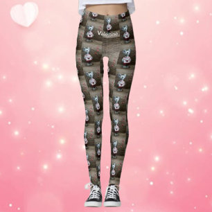 Leggings Valentine Mouse Hearts Country Rustic Wood Trendy