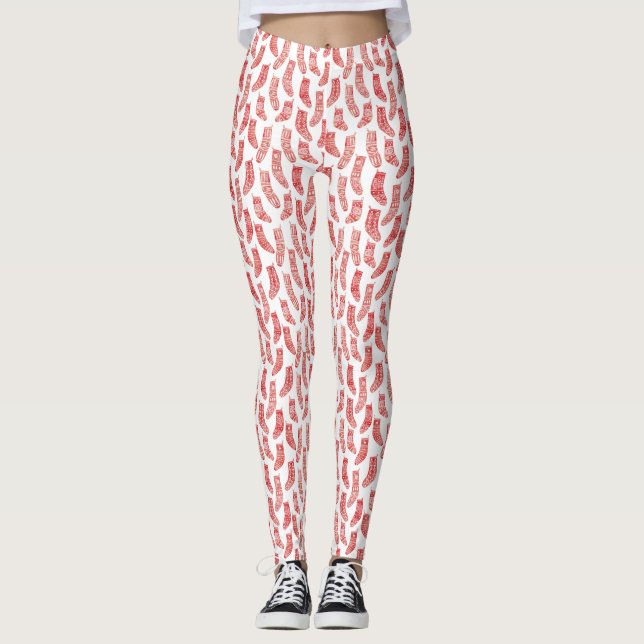 Leggings Valores nórdicos Navidades escandinavos rojo blanc (Anverso)