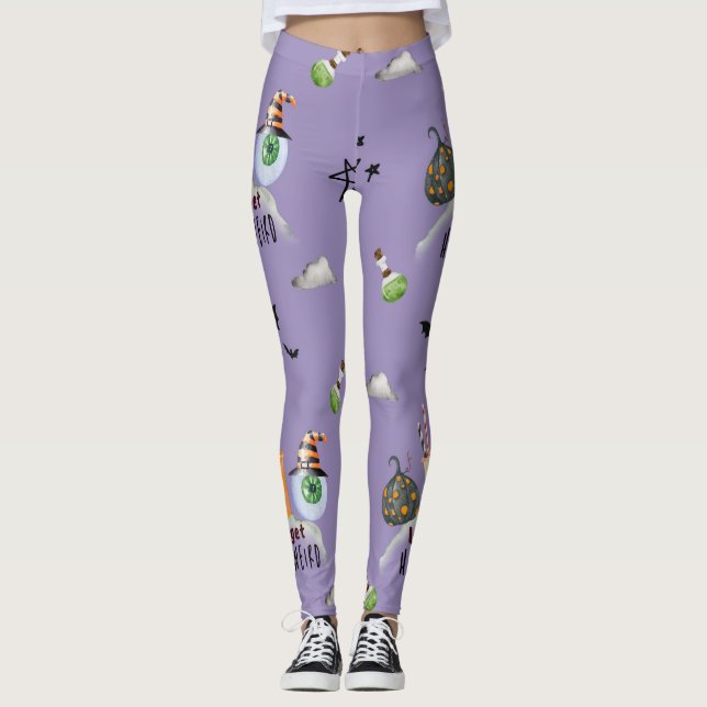 Leggings "Vamos a ser hallo-raros" Funky Halloween Purple (Anverso)