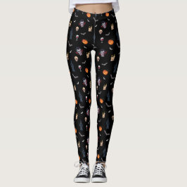 Leggings 🦇 Vampiro Leguas góticas de Halloween 🎃 🖤 Negro