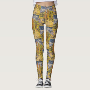Leggings Van Gogh Dos Álamos - Arte de la Naturaleza Amaril