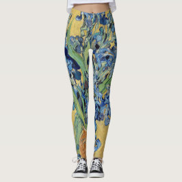 Leggings Van Gogh Irises Vase Blue Floral Bouquet Pintado