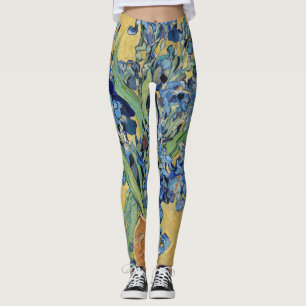 Leggings Van Gogh Irises Vase Blue Floral Bouquet Pintado