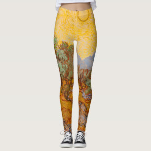 Leggings Van Gogh Olive Trees cielo amarillo