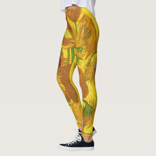 Leggings Van Gogh Quince Girasoles En Un Bella Artes De Vas (Izquierda)