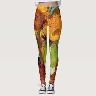 Leggings Van Gogh - Tres Girasoles En Un Jarrón - Arte Fino