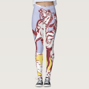 Leggings Vaquera salvaje del Oeste: Dibujo de líneas antigu