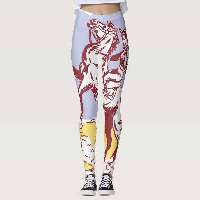 Leggings Vaquera salvaje del Oeste: Dibujo de líneas antigu (Anverso)