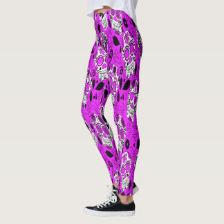 Leggings Variedad de cráneo de azúcar azul y blanco
