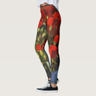 Leggings Vase con los pipetas rojos de Vincent van Gogh