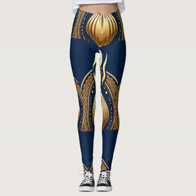 Leggings vector de arte abstracto dorado (Anverso)