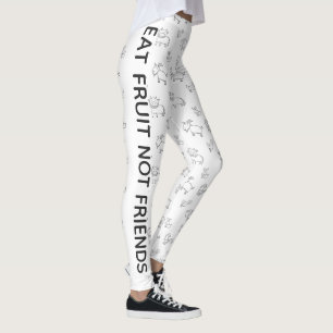 Leggings Vegan Eat fruta no amigos animales blancos persona