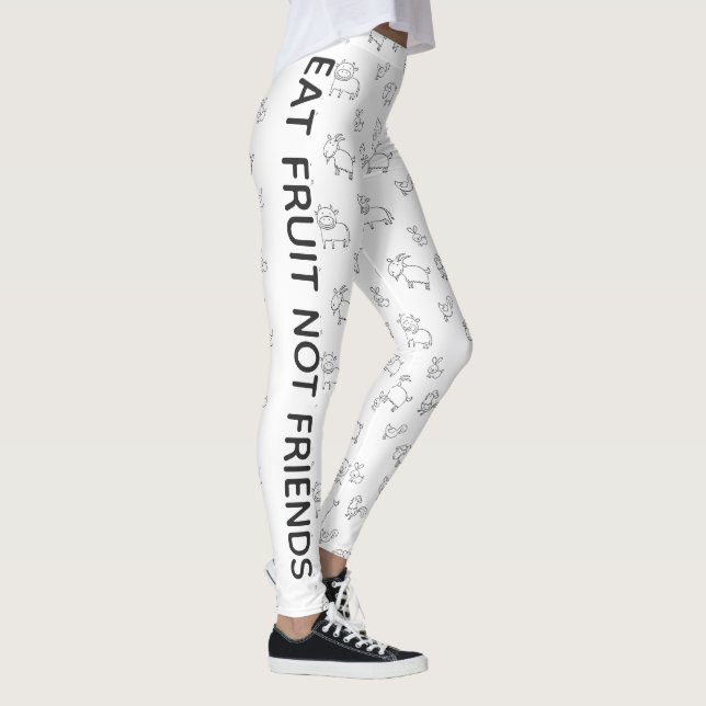 Leggings Vegan Eat fruta no amigos animales blancos persona (Derecha)