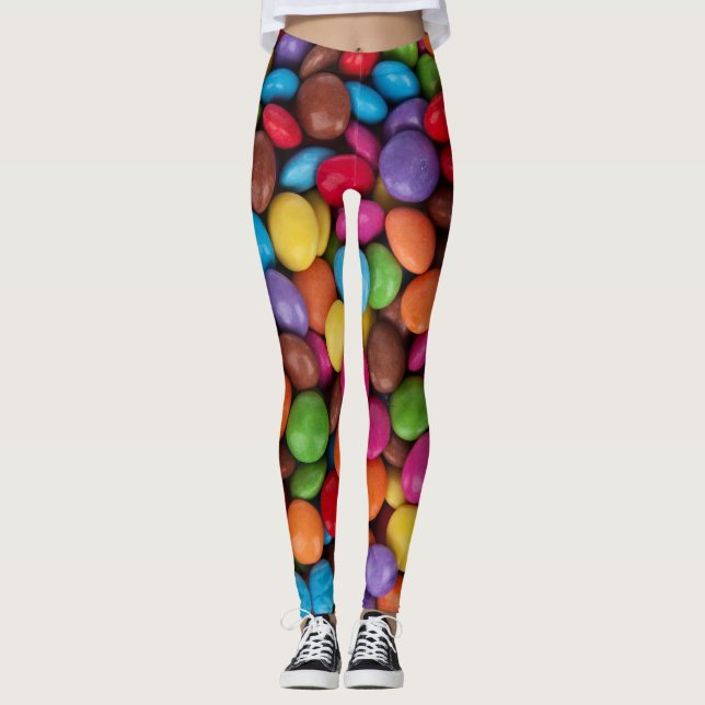 Leggings Velas coloridas, Botones de golosinas, Dulces, Com (Anverso)
