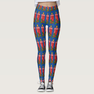 Leggings Velas del pilar rojo navidad con Holly