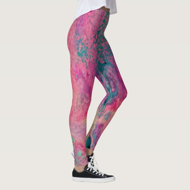 Leggings “Vellum Etéreo” – Azul Turquesa Rosa Abstracto    (Derecha)