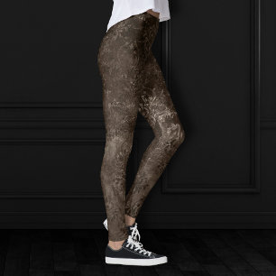 Leggings Velvety Bronze Damask   Grunge barroco marrón