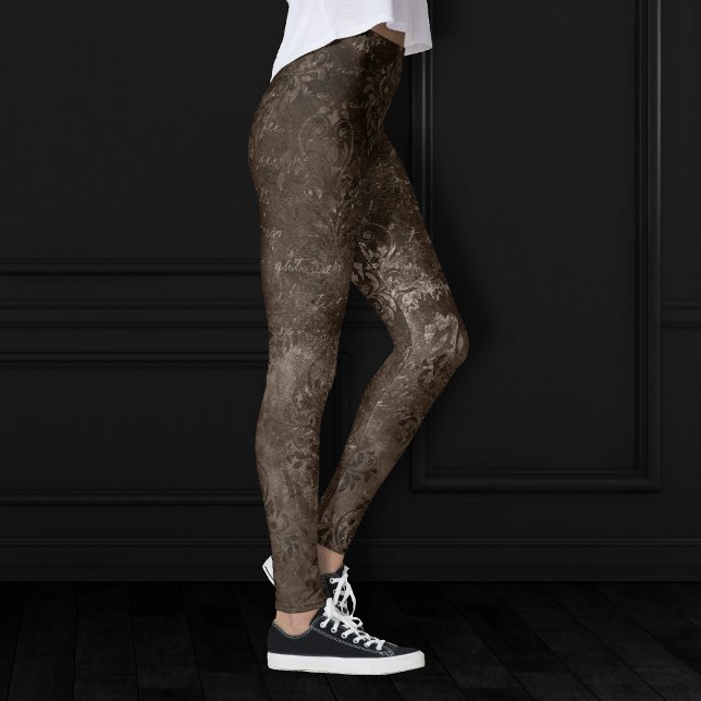 Leggings Velvety Bronze Damask | Grunge barroco marrón (Subido por el creador)