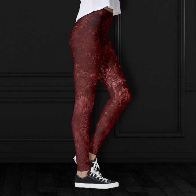 Leggings Velvety Henna Damask | Grunge con angustia roja (Subido por el creador)
