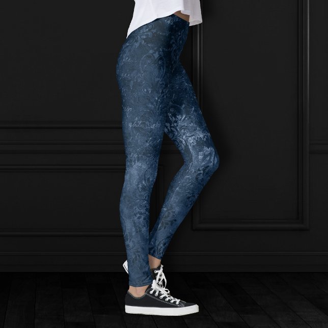 Leggings Velvety Navy Damask | Barroco azul oscuro (Subido por el creador)