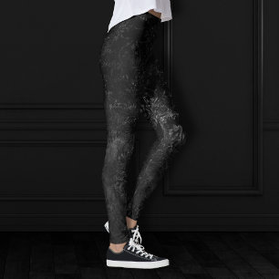 Leggings Velvety Onyx Damask Black Vampy Grunge Baroque