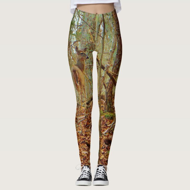 Leggings Venado en la madera. Camo Camouflage estira los pa (Anverso)