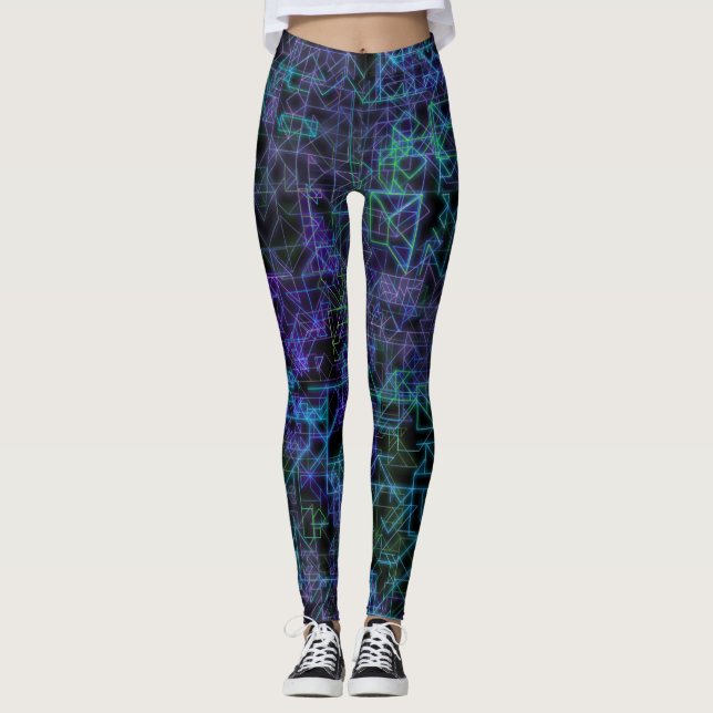 Leggings venas cibernéticas, en azul y verde: (Anverso)