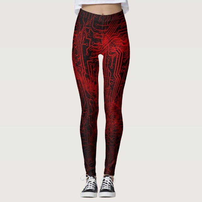 Leggings Venas rojas sangre de la placa de circuito (Anverso)