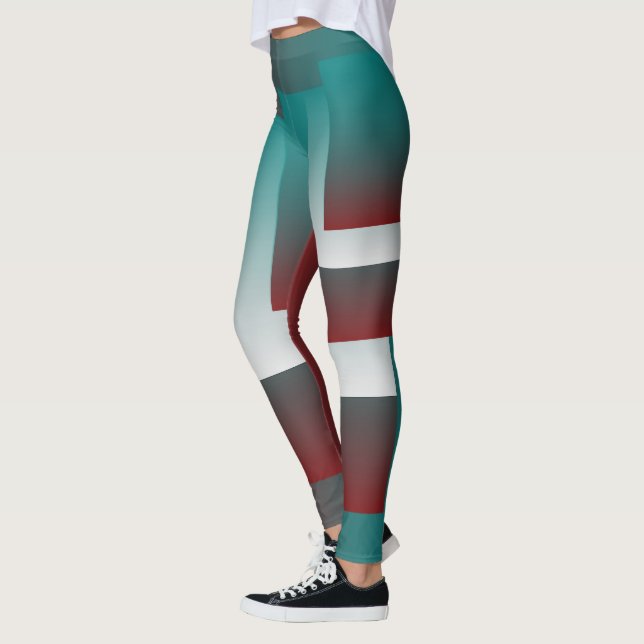 Leggings Ventanas en blanco burdeos verde azulado (Izquierda)