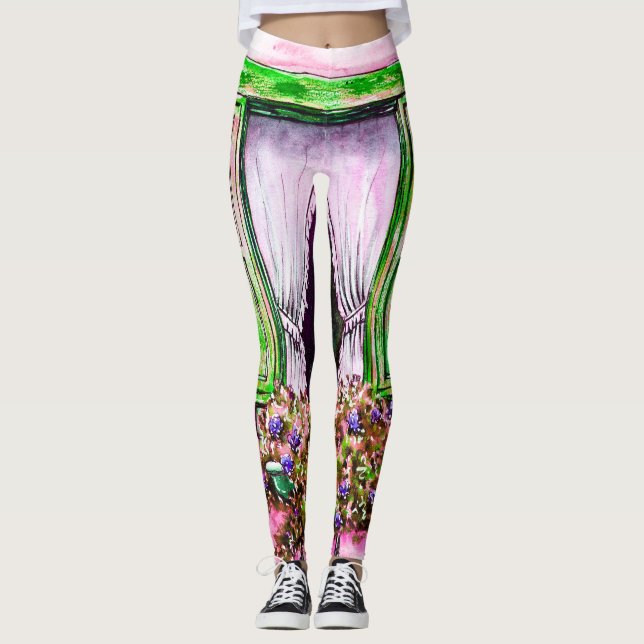Leggings Ventanas Rústicas: Provancia de esbozo de acuarela (Anverso)