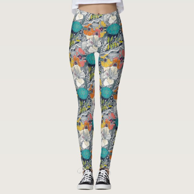 Leggings Veo piernas Hawaii oscuras de lapis (Anverso)