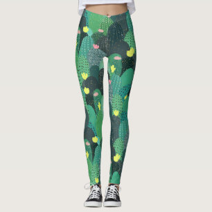Leggings Verano Cactus Verde azulados y puntos dorados de d