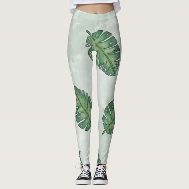 Leggings Verano con hoja verde (Anverso)
