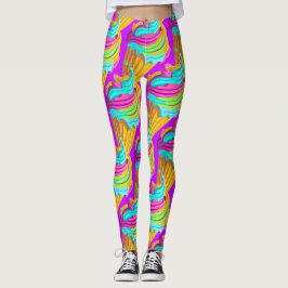 Leggings Verano de crema de hielo amarillo azul giratorio