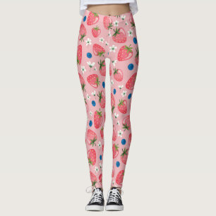 Leggings Verano de fresa, fondo personalizado de niñita.
