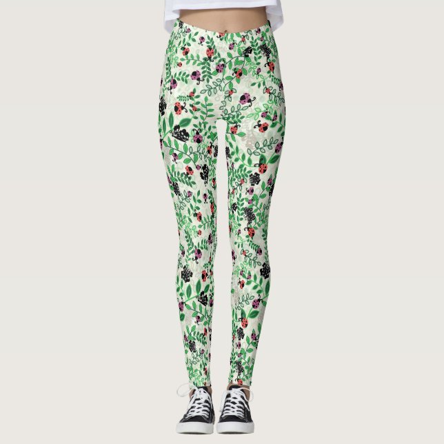Leggings Verano - Lady Bugs, mariposas y hojas (Anverso)