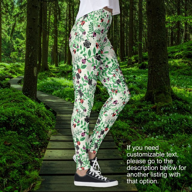 Leggings Verano - Mariquitas, Mariposas Hojas - SIN TEXTO (Summer - Lady Bugs, Butterflies Leaves - NO TEXT Leggings)