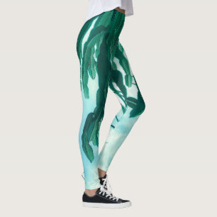 Leggings Verano Vibes Palm Tree Cactus Palm Green