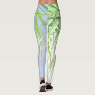 Leggings Verano Vibes Palm Tree deja Pastel verde pálido