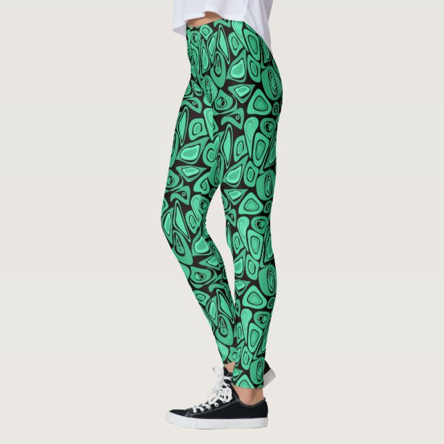 Leggings Verde, abstracto, retro (Izquierda)