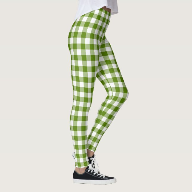 Leggings Verde Aguacate Cuadros Gingham Color Retro (Derecha)