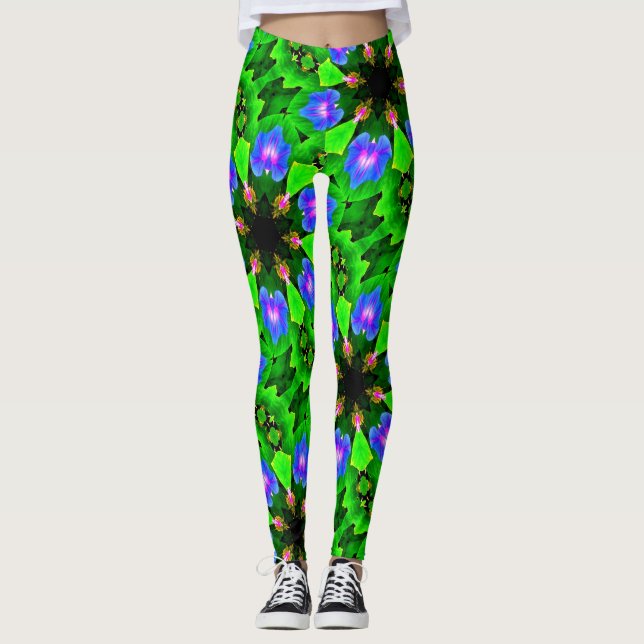 Leggings verde azul de las correhuelas (Anverso)