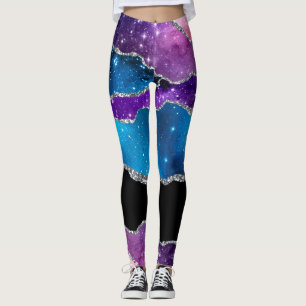 Leggings Verde azulada Plata Morada Negro Agante y Purpurin