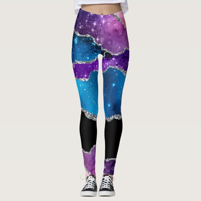 Leggings Verde azulada Plata Morada Negro Agante y Purpurin (Anverso)