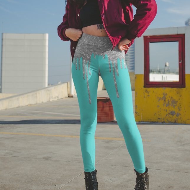Leggings Verde azuladas de Purpurinas de plata de  (Subido por el creador)