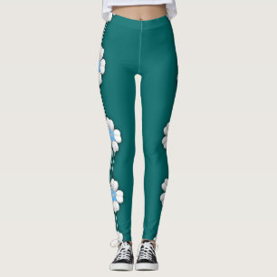 Leggings Verde azuladas Piernas del corazón de los lirios d