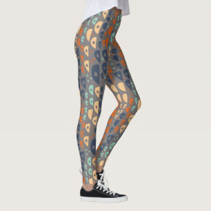 Leggings Verde azulado abstracto multicolor, naranja, azul,