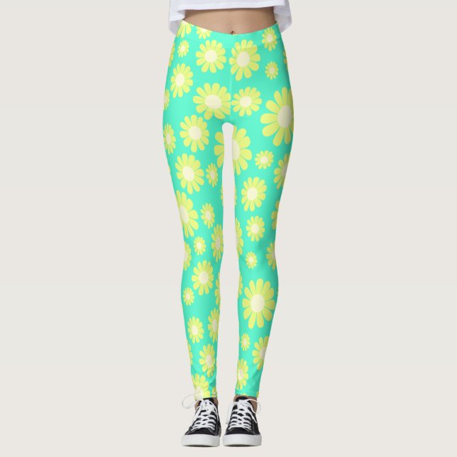 Leggings Verde azulado amarillo margarita (Anverso)